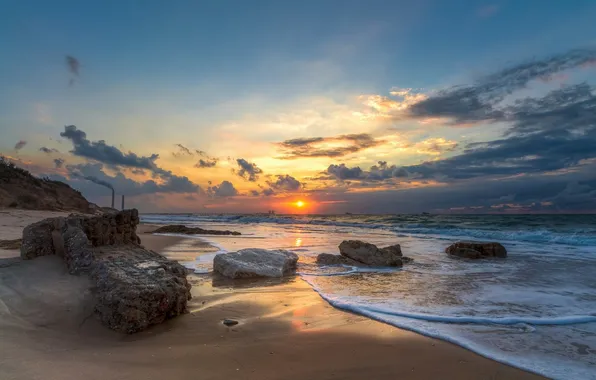 Sea, the sky, clouds, sunset, nature