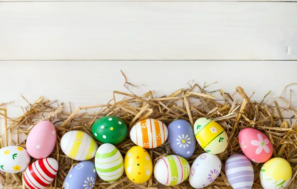 Colorful, Easter, wood, spring, Easter, eggs, holiday, Happy