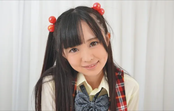 Eyes, girl, face, smile, portrait, beauty, Asian, bow