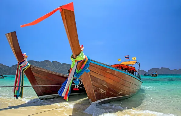 Picture sea, beach, tropics, shore, boat, beach, sea, shore