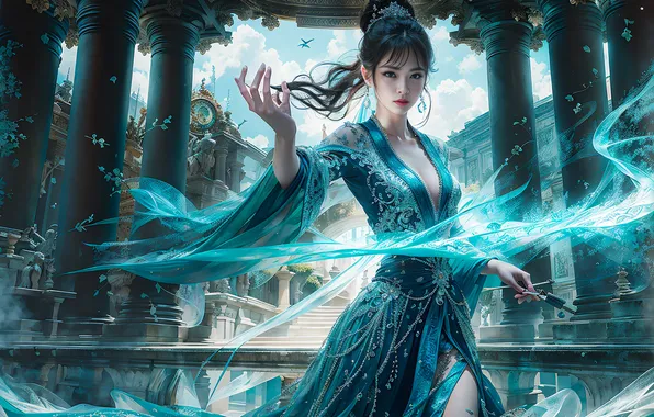 Picture look, girl, fantasy, Asian, AI art, neural network