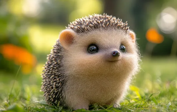 Look, glade, toy, hedgehog, face, hedgehog, bokeh, felt