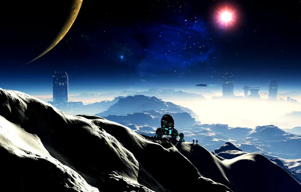 Space, stars, planet