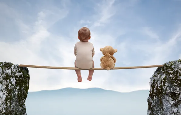 Picture mood, toy, bear, Board, child