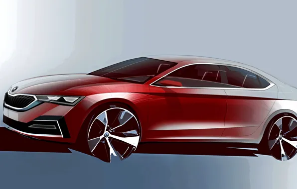 Picture figure, sketch, sedan, side, the sketch, Skoda, Skoda, Octavia