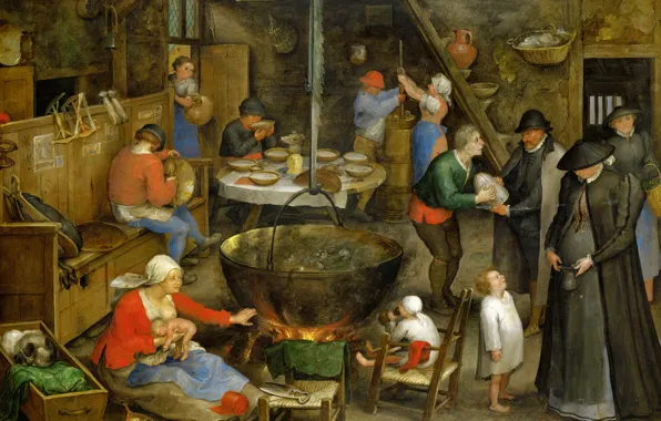 Picture, genre, Jan Brueghel the elder, Visit to farm House