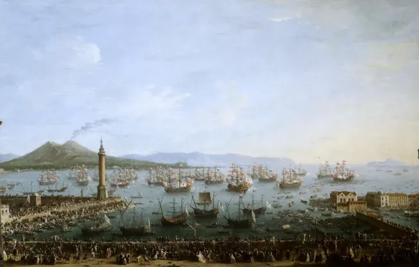 Picture, seascape, Antonio Joli, A view of the Port of Charles de Bourbon from the …