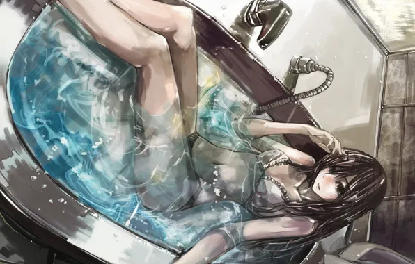 Bath, lies, girl, Bathroom, bath