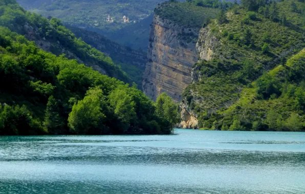Picture lake, rocks, France, Chaudanne, Castellane