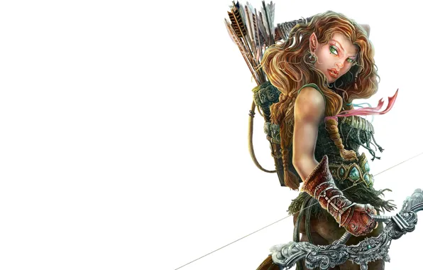 Picture look, weapons, fiction, bow, elf, arrows, warrior, quiver
