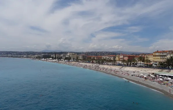 France, The sky, Sea, Beach, Nice