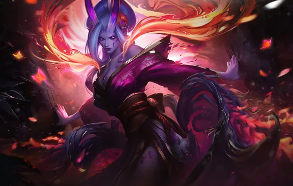 Fire, magic, game, character, character, League of Legends, Morgana, LOL