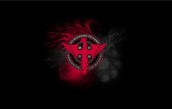 Music, logo, group, black background, coat of arms, Phoenix, 30 Seconds to Mars