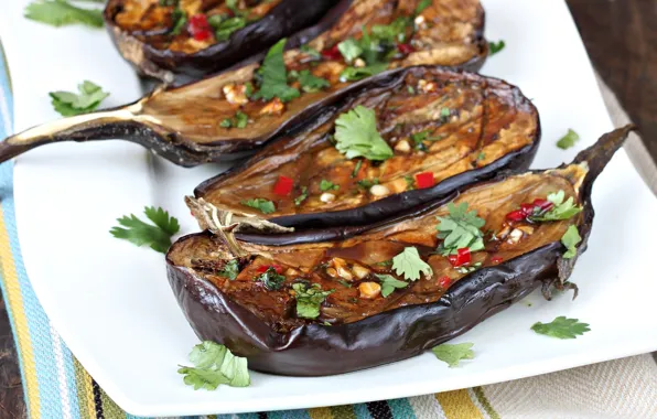 Picture eggplant, vegetables, spices, appetizer, baked