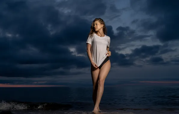 Girl, sweetheart, model, Sand, Sea, Beach, Mike, Stones