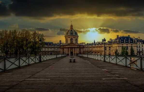 Paris, Sunset, Institute of France, Pont des Arts