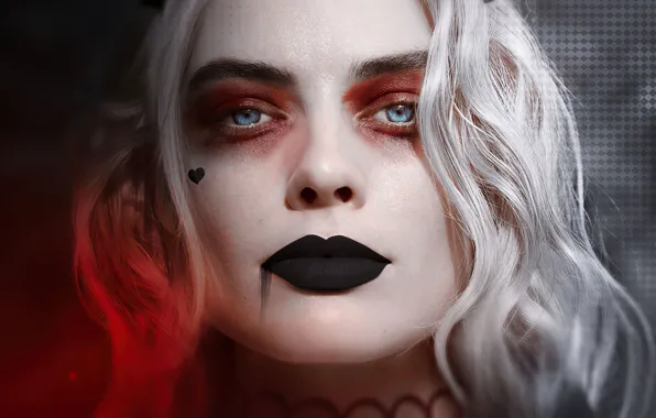 Look, portrait, makeup, poster, Harley Quinn, Margot Robbie, Margot Robbie, Harlin Kvinzel