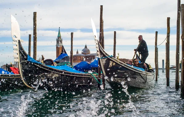 The sky, joy, squirt, the city, boat, Italy, Venice, channel