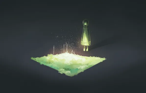 Sprouts, darkness, girl, one