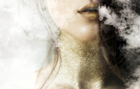 Picture girl, background, smoke