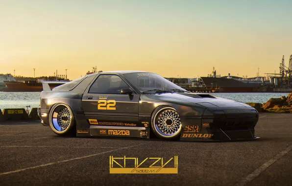 Asphalt, ships, port, car, KS RX7