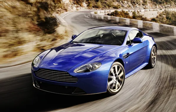 Picture car, Aston Martin, Vantage, blue, speed