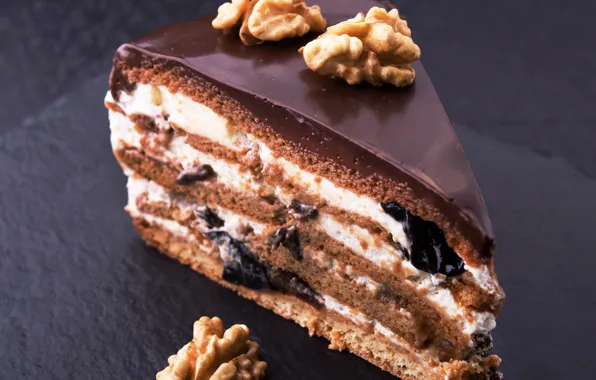 Chocolate, cake, nuts, cake, cream, chocolate, sweet, nuts