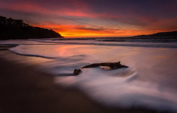 Sand, sea, beach, the sky, the sun, landscape, sunset, nature