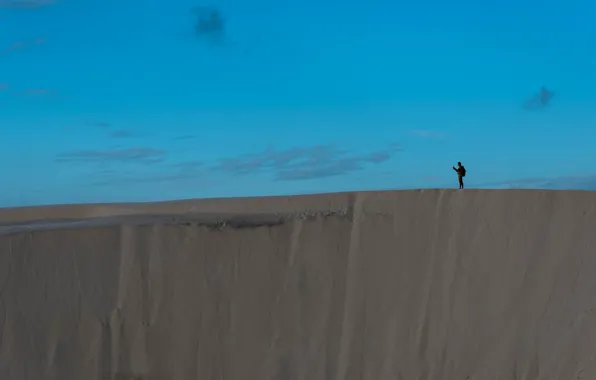 The sky, people, dune