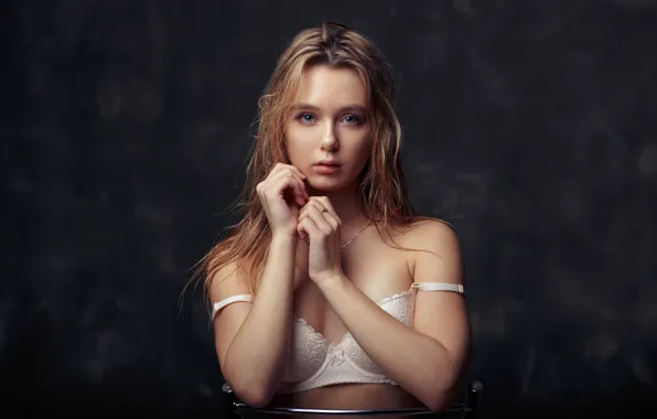 Look, girl, face, background, portrait, hands, Kate, bra