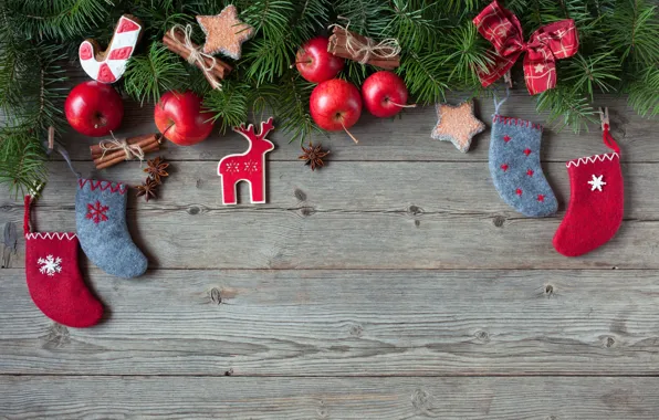 Picture decoration, berries, balls, apples, tree, New Year, cookies, Christmas