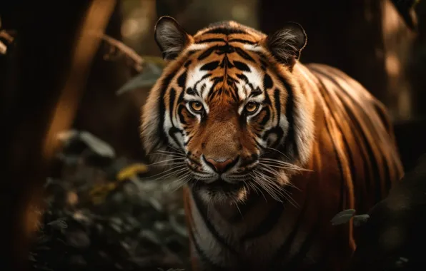 Look, face, tiger, pose, portrait, wild cat, AI art, neural network