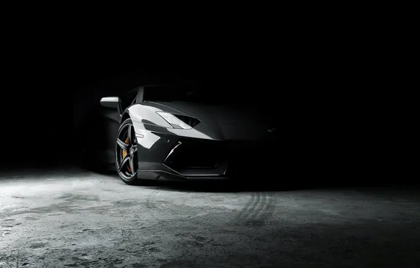 Lamborghini, front view, aventador, lp700-4, Lamborghini, aventador, in the darkness