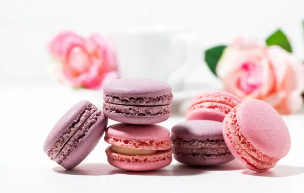 Picture roses, cake, macaroon
