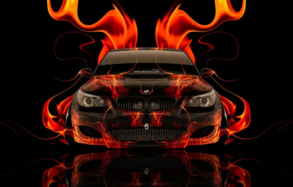 Picture Design, Fire, BMW, BMW, Orange, Fire, Abstract, Photoshop