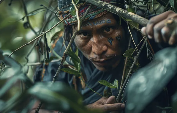 Look, Warrior, Maya, Jungle, Male, Digital art, Closeup, Indian