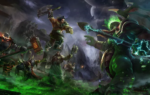 World of Warcraft, axe, Blizzard, Grommash, Mannoroth, Blackhand, Ner zul, Gul'dan