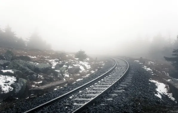 Picture nature, fog, railroad