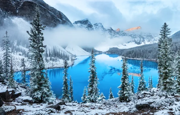 Clouds, snow, mountains, lake, photographer, Alexei Suloev
