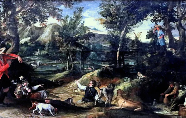 Picture, The Louvre, Hunting, Annibale Carracci, Baroque, Italian painter, Historical painting, Annibale Carracci
