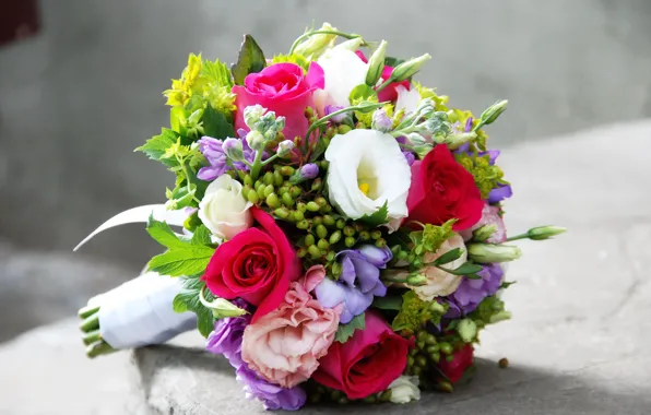 Flowers, roses, bouquet, eustoma