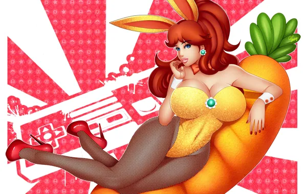 Chest, girl, feet, body, carrot, Tits, red, ears