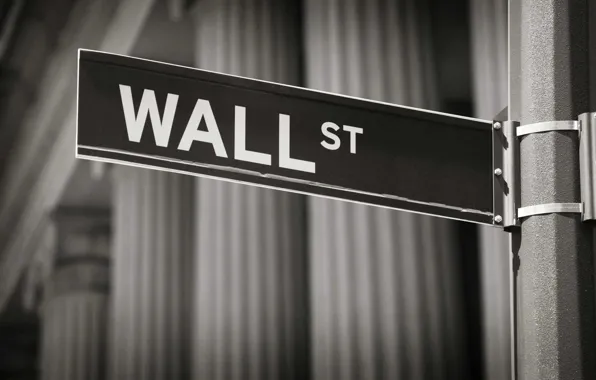 Sign, plate, wall street