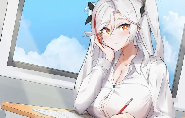 Girl, sexy, cleavage, long hair, boobs, anime, beautiful, twintails