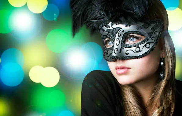 Look, girl, mask, blonde, blue-eyed