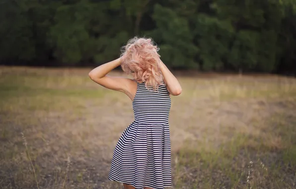 Girl, pose, hair, dress, curls