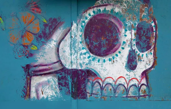 Figure, skull, Mexico, Halloween, painting, Oaxaca