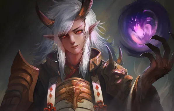 Look, fantasy, magic, the demon, art, horns, Onmyouji