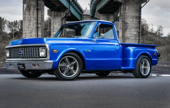 Chevrolet, blue, pickup, c10