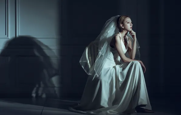 Picture pose, mood, model, Asian, the bride, veil